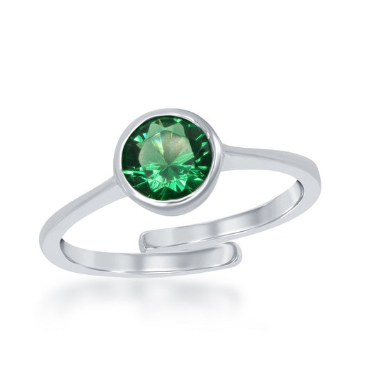 "May" Created Emerald Bezel Set Ring