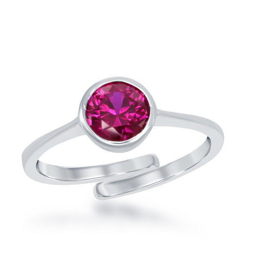 "July" Created Ruby Bezel Set Ring
