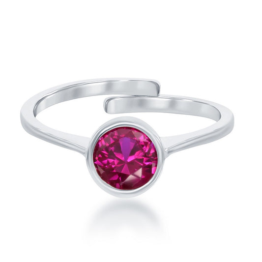 "July" Created Ruby Bezel Set Ring