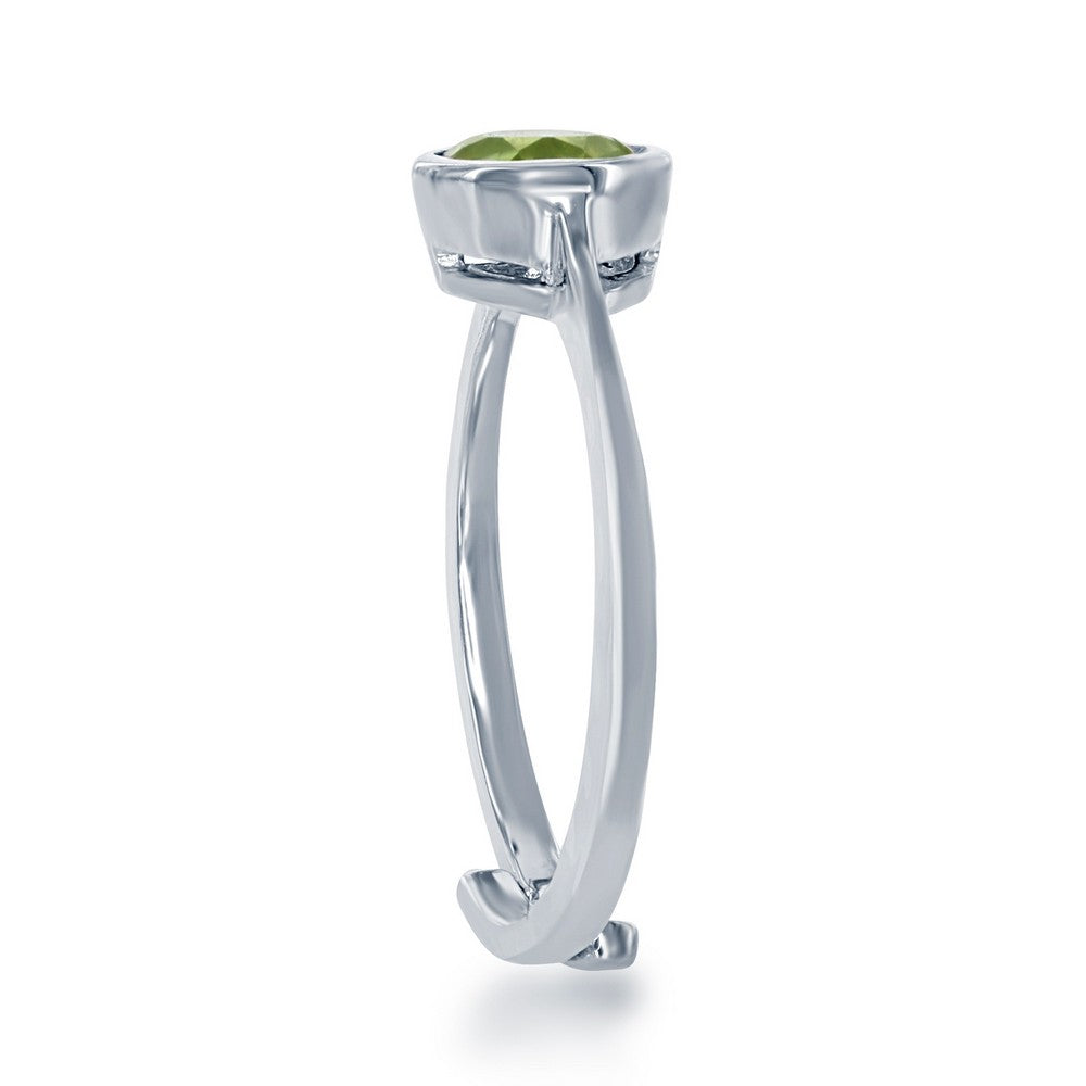 "August" Peridot Bezel Set Ring