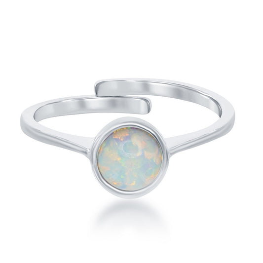 "October" White Inlay Opal Bezel Set Ring