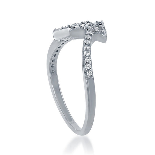 Sterling Silver CZ Double Arrow Ring