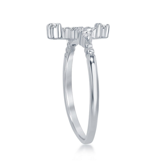 Sterling Silver CZ Cross Ring