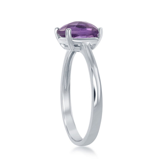 Sterling Silver 8mm Cushion-cut Gem Ring - Amethyst