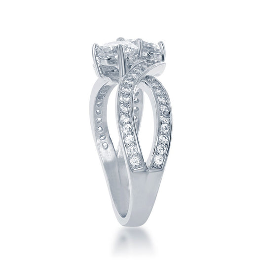 Sterling Silver "Us2gether" Two-Stone CZ Ring with open sides