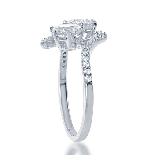 Sterling Silver "Us2gether" Two-Stone Overlapping Round CZ Ring