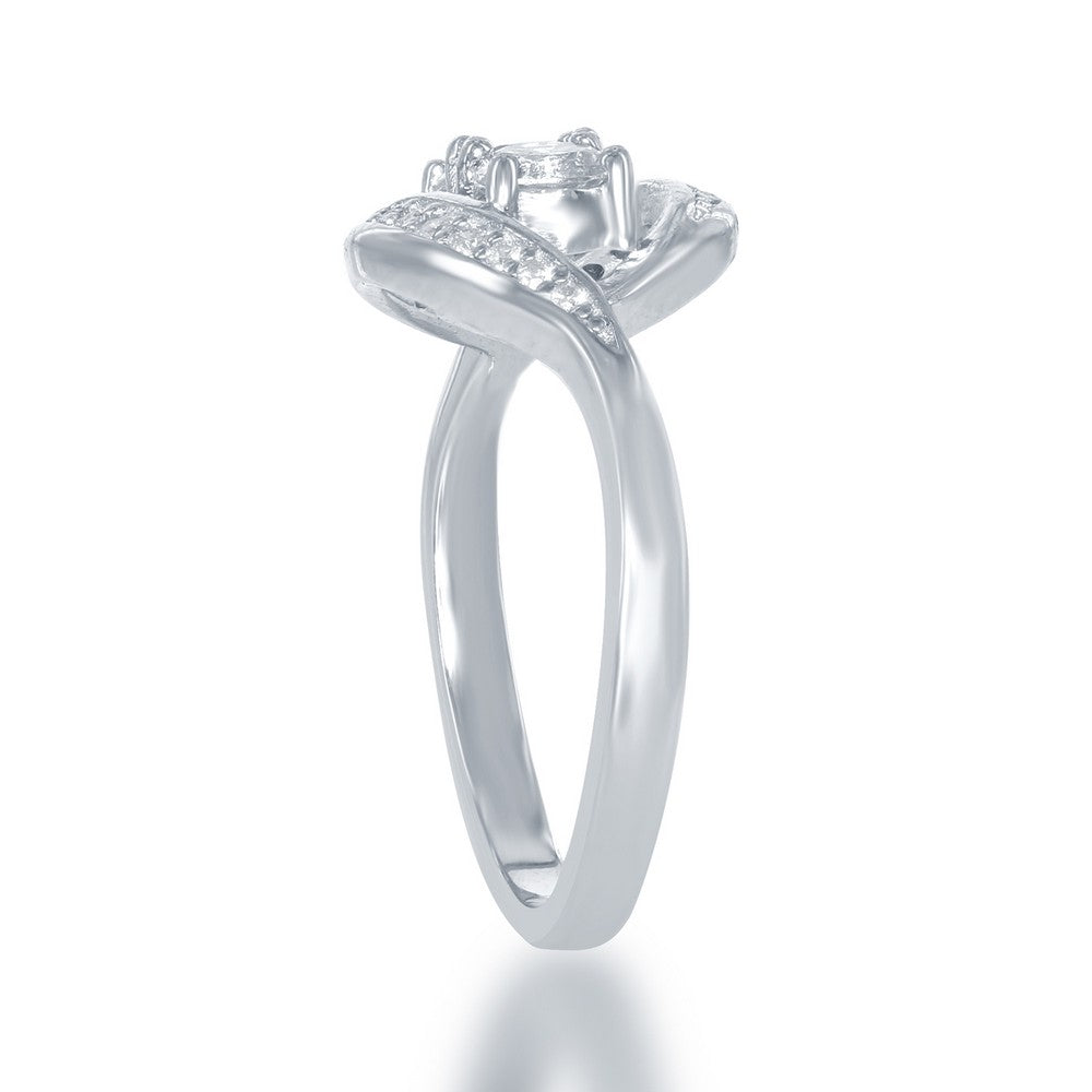 Sterling Silver Marquise Shaped "Us2gether" CZ Ring