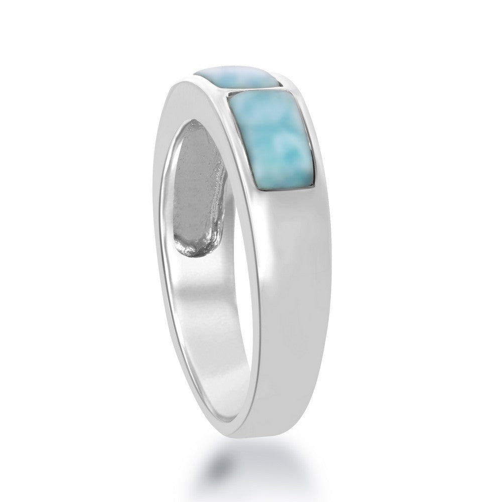Sterling Silver Triple Larimar Ring
