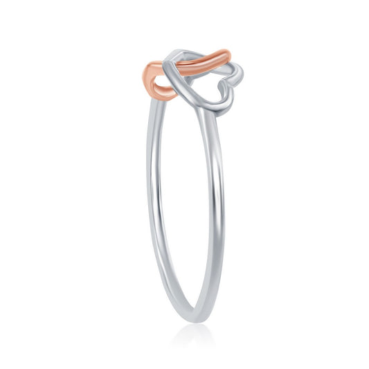 Sterling Silver Two-Tone Interlocking Heart Ring