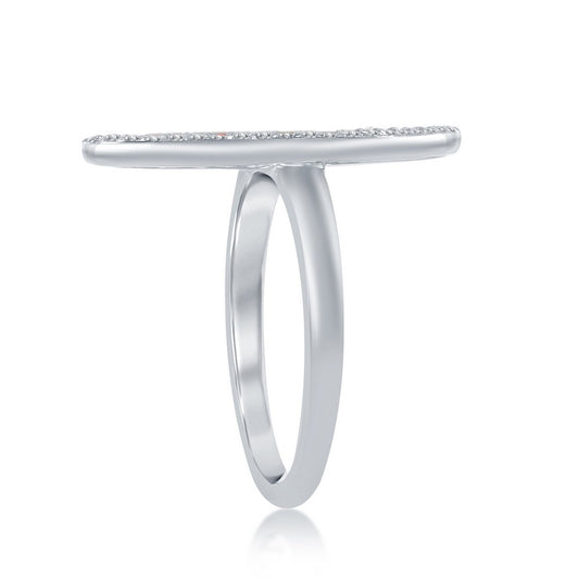 Sterling Silver White Inay Opal Irregular Shape with CZ Border Ring