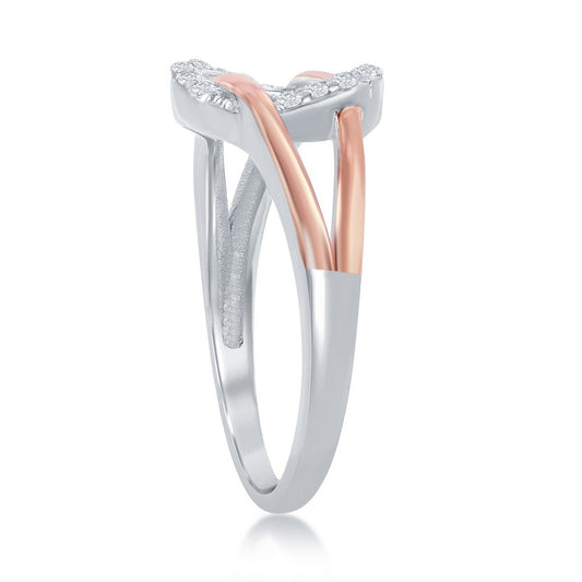 Sterling Silver + Rose Gold Plated Cricle Ring