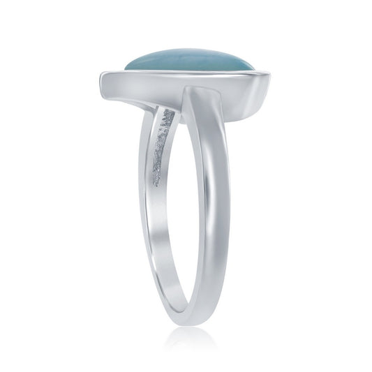 Sterling Silver Heart-Shaped Larimar Ring
