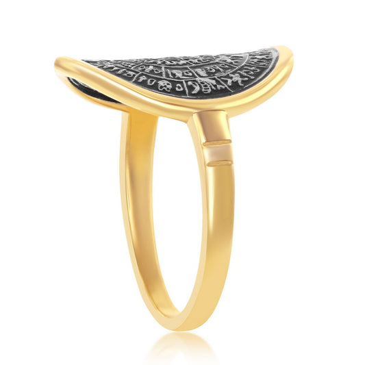 Sterling Silver Phaistos-Replica Coin Ring - Gold Plated