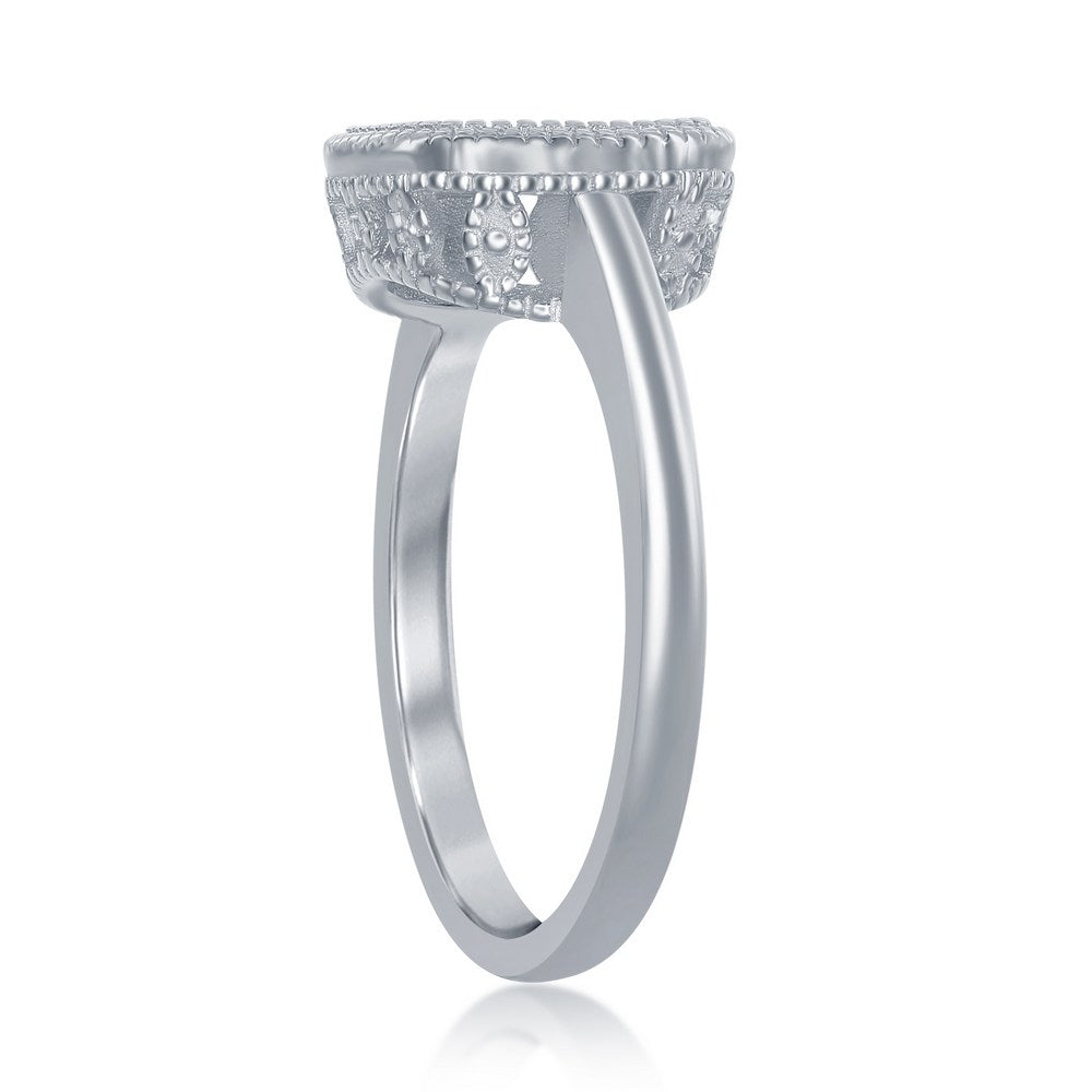 Sterling Silver Square White Inlay Opal Ring