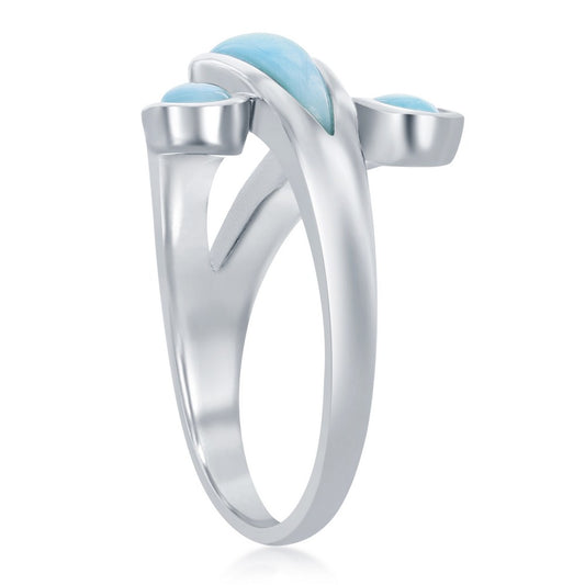 Sterling Silver Triple Bypass Larimar Ring