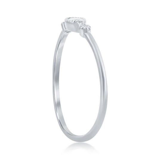 Sterling Silver Marquise & Bezel-Set CZ Ring
