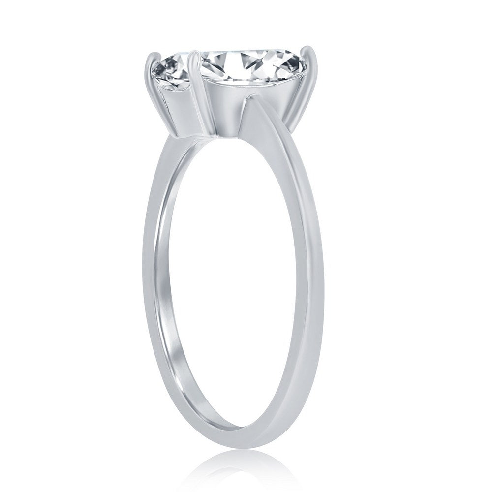Sterling Silver, Four-Prong 8mm Emerald-Cut Engagement Ring