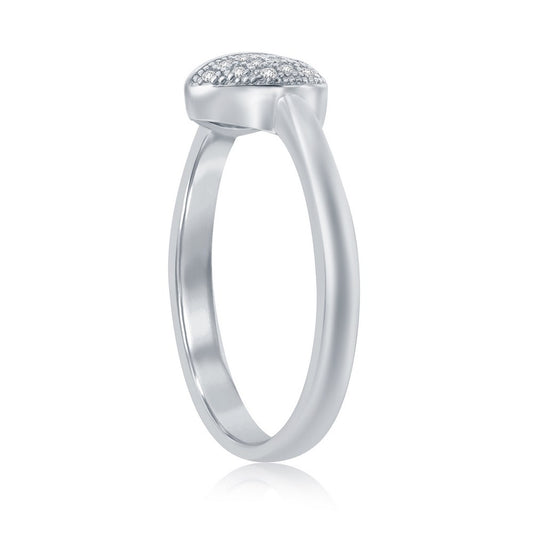 Sterling Silver Half CZ & Half Polished Heart Ring