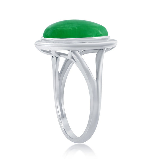 Sterling Silver, 10x14mm Pear-Shaped Jade Ring