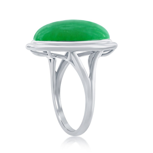 Sterling Silver, 13x18mm Oval Jade Ring