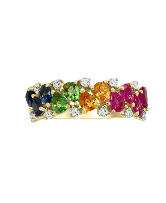 EFFY 14K YELLOW GOLD DIAMOND,PINK SAPPHIRE,NATURAL RUBY,NATURAL SAPPHIRE,TSAVORITE,YELLOW SAPPHIRE RING