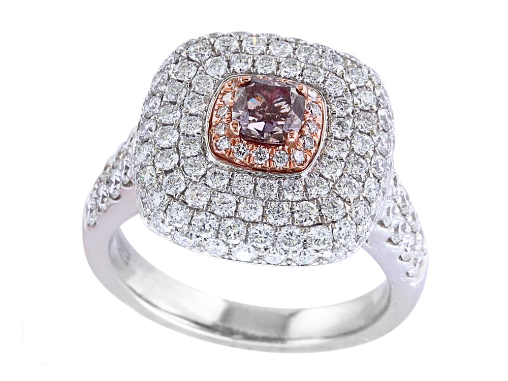 EFFY 14K WHITE and ROSE GOLD DIAMOND,PINK DIAMOND, RING (WITH .50 CENTER SIZE) CENTER SIZE: .50