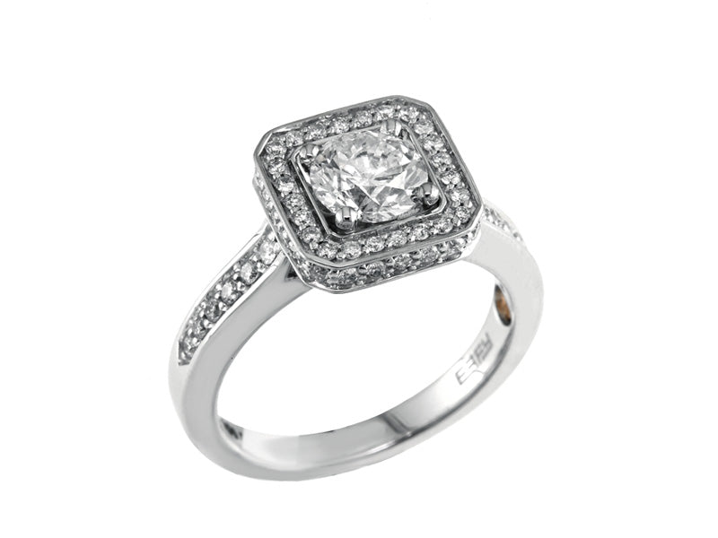 EFFY 14K WHITE GOLD DIAMOND RING (WITH 1 CT CENTER SIZE) CENTER SIZE: 1 CT