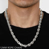 Load image into Gallery viewer, 14K 12MM WHITE GOLD SOLID DC ROPE 16&quot; CHAIN NECKLACE (AVAILABLE IN LENGTHS 7&quot; - 30&quot;)
