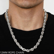 Load image into Gallery viewer, 14K 12MM WHITE GOLD SOLID DC ROPE 24&quot; CHAIN NECKLACE (AVAILABLE IN LENGTHS 7&quot; - 30&quot;)
