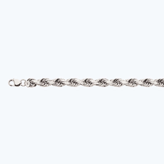 14K 12MM WHITE GOLD SOLID DC ROPE 7.5" CHAIN BRACELET (AVAILABLE IN LENGTHS 7" - 30")