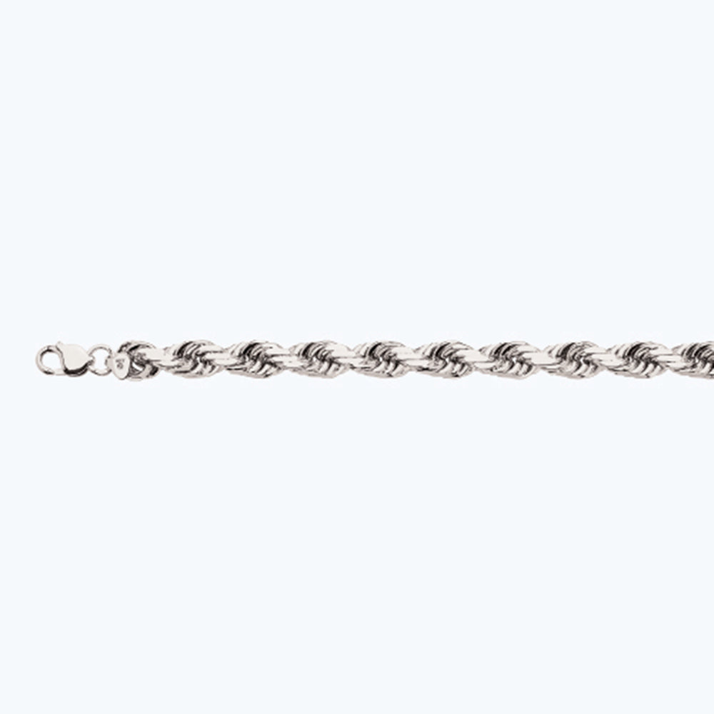 14K 12MM WHITE GOLD SOLID DC ROPE 8" CHAIN BRACELET (AVAILABLE IN LENGTHS 7" - 30")