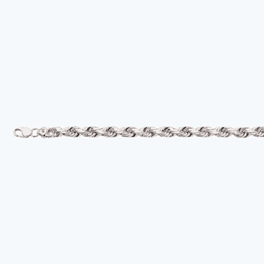 14K 10MM WHITE GOLD SOLID DC ROPE 7" CHAIN BRACELET (AVAILABLE IN LENGTHS 7" - 30")