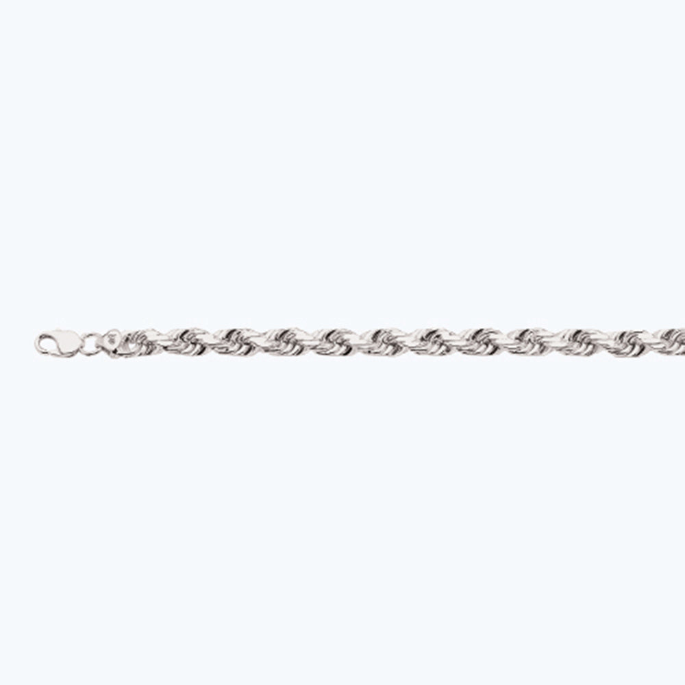 14K 10MM WHITE GOLD SOLID DC ROPE 26" CHAIN NECKLACE (AVAILABLE IN LENGTHS 7" - 30")