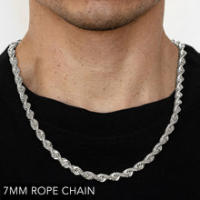 Load image into Gallery viewer, 14K 7MM WHITE GOLD SOLID DC ROPE 24&quot; CHAIN NECKLACE (AVAILABLE IN LENGTHS 7&quot; - 30&quot;)
