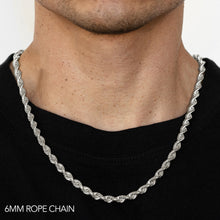 Load image into Gallery viewer, 14K 6MM WHITE GOLD SOLID DC ROPE 24&quot; CHAIN NECKLACE (AVAILABLE IN LENGTHS 7&quot; - 30&quot;)
