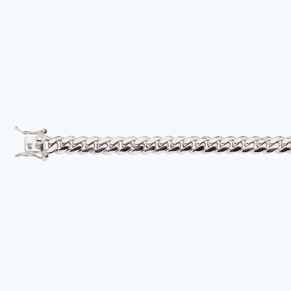 14K 9MM WHITE GOLD SOLID MIAMI CUBAN 22" CHAIN NECKLACE (AVAILABLE IN LENGTHS 7" - 30")
