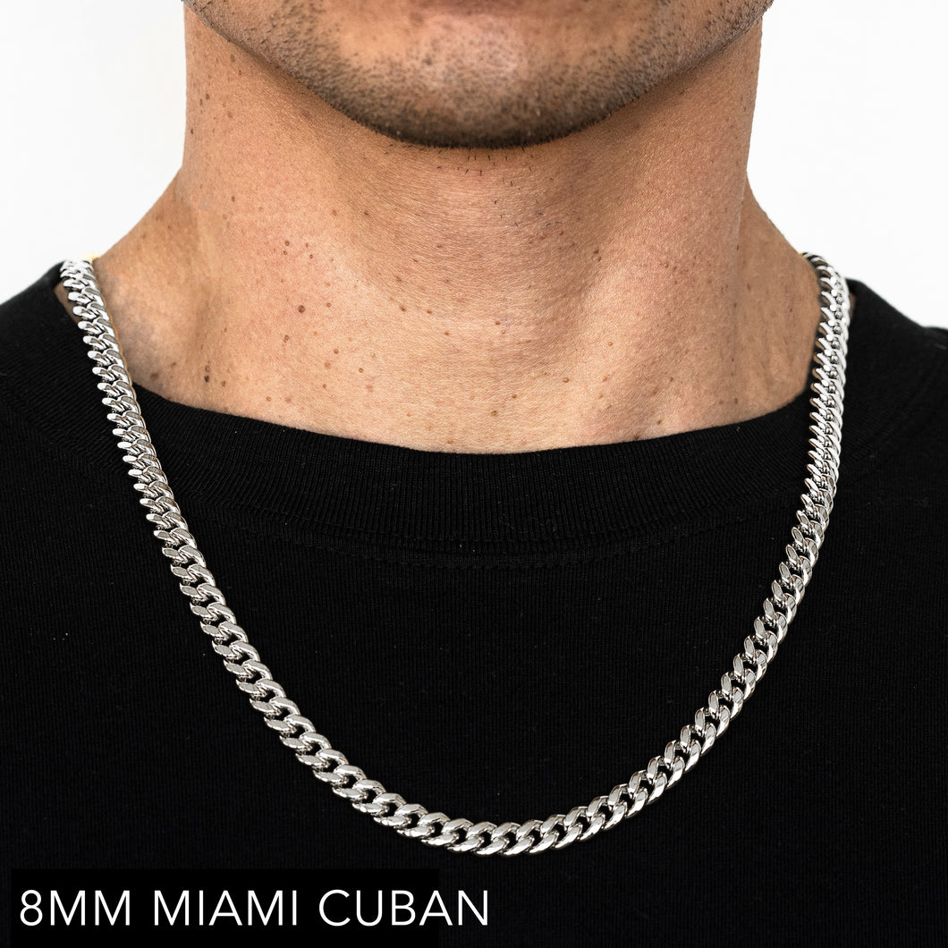 10K 8MM WHITE GOLD SOLID MIAMI CUBAN 30