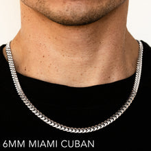 Load image into Gallery viewer, 14K 6MM WHITE GOLD SOLID MIAMI CUBAN 22&quot; CHAIN NECKLACE (AVAILABLE IN LENGTHS 7&quot; - 30&quot;)
