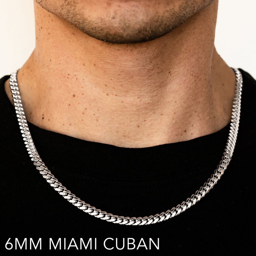 10K 6MM WHITE GOLD SOLID MIAMI CUBAN 20