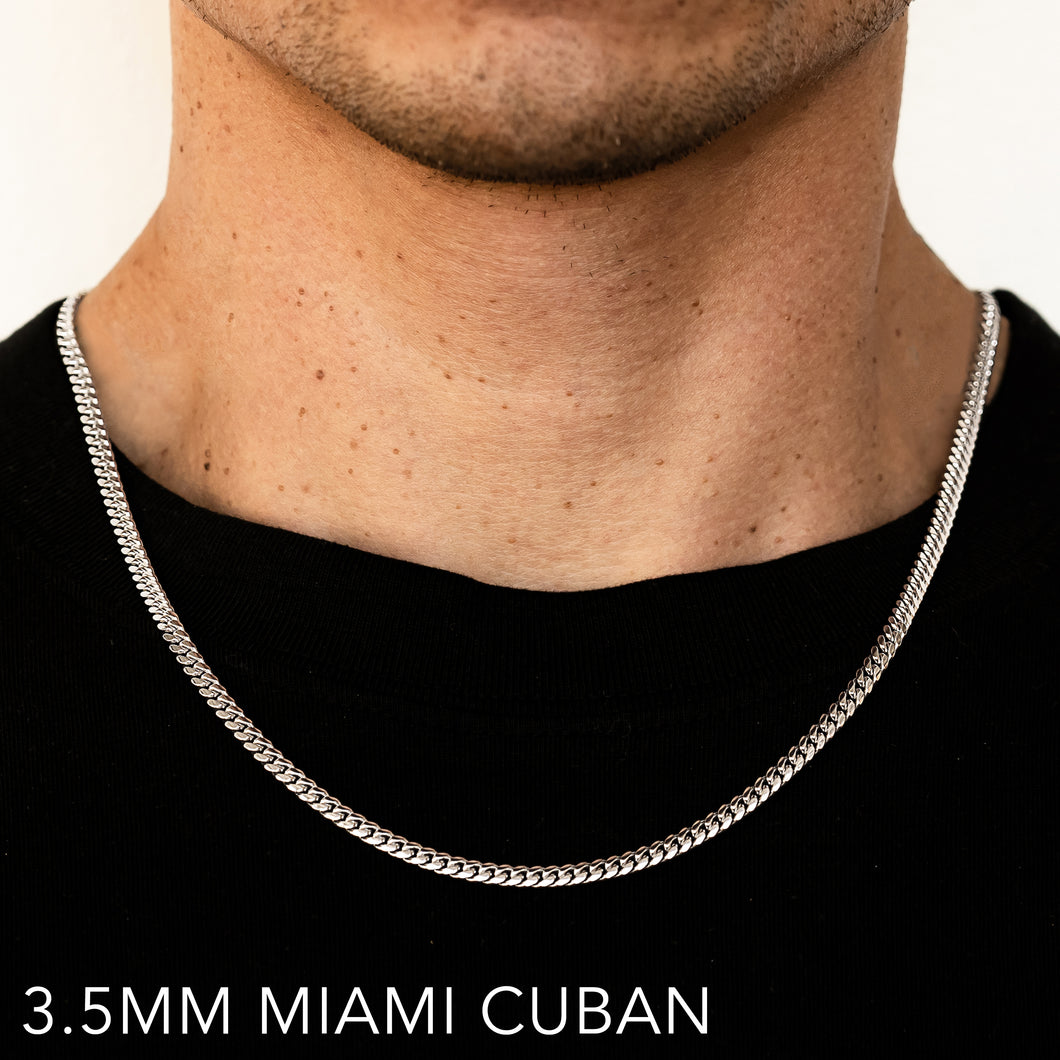 10K 3.5MM WHITE GOLD SOLID MIAMI CUBAN 20