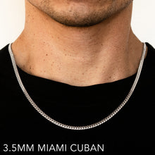 Load image into Gallery viewer, 14K 3.5MM WHITE GOLD SOLID MIAMI CUBAN 24&quot; CHAIN NECKLACE (AVAILABLE IN LENGTHS 7&quot; - 30&quot;)
