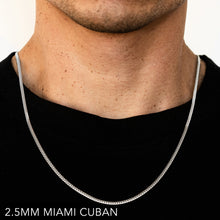 Load image into Gallery viewer, 14K 2.5MM WHITE GOLD SOLID MIAMI CUBAN 24&quot; CHAIN NECKLACE (AVAILABLE IN LENGTHS 7&quot; - 30&quot;)
