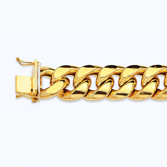 10K 15MM YELLOW GOLD HOLLOW MIAMI CUBAN 20" CHAIN NECKLACE (AVAILABLE IN LENGTHS 7" - 30")