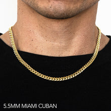 Load image into Gallery viewer, 10K 5.5MM YELLOW GOLD HOLLOW MIAMI CUBAN 18&quot; CHAIN NECKLACE (AVAILABLE IN LENGTHS 7&quot; - 30&quot;)
