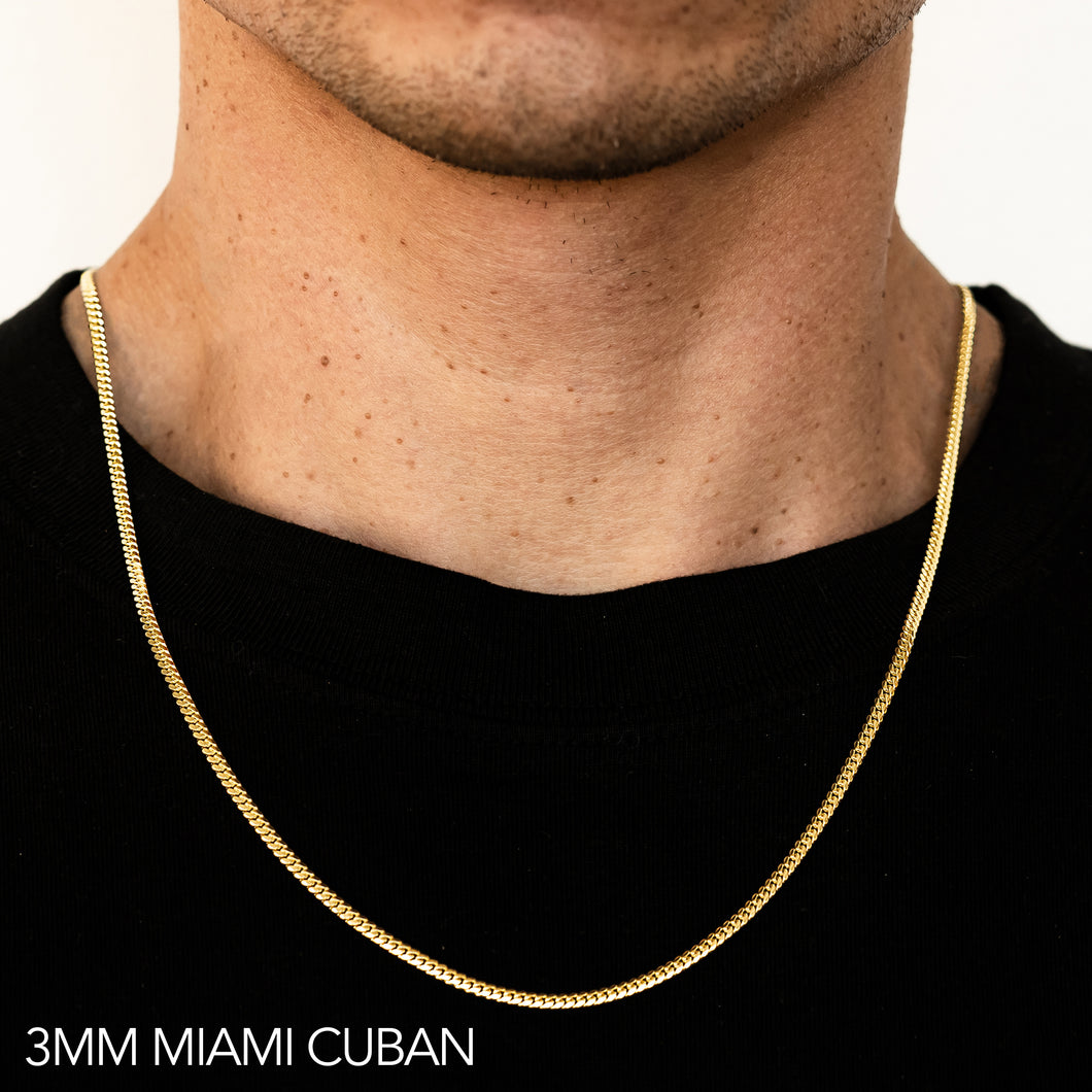 10K 3MM YELLOW GOLD HOLLOW MIAMI CUBAN 28