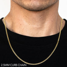 Load image into Gallery viewer, 10K 2.5MM YELLOW GOLD SOLID CURB 18&quot; CHAIN NECKLACE (AVAILABLE IN LENGTHS 7&quot; - 30&quot;)
