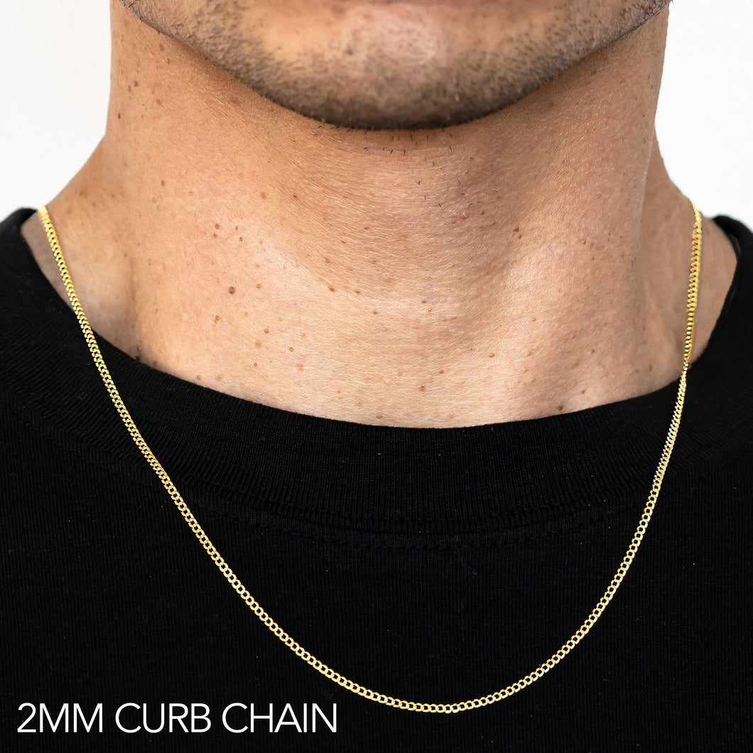 10K 2MM YELLOW GOLD SOLID CURB 24