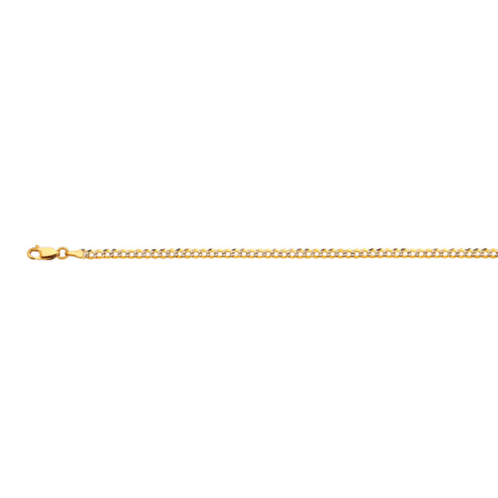 14K 2.5MM YELLOW GOLD SOLID PAVE CURB 22