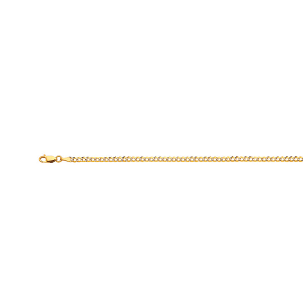 14K 2MM YELLOW GOLD SOLID PAVE CURB 22