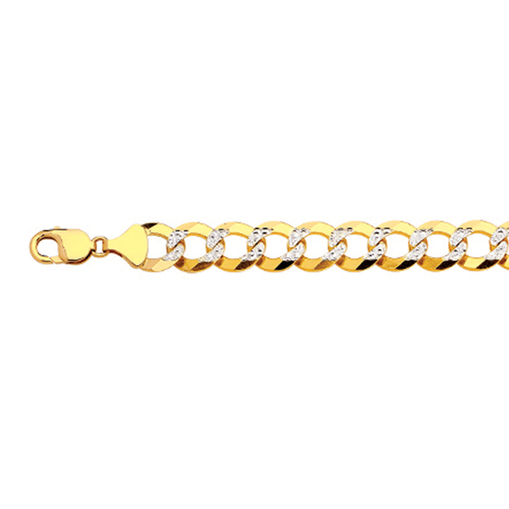 10K 15MM YELLOW GOLD SOLID PAVE CURB 22